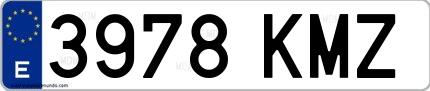 Ejemplo de matrícula española 3978 KMZ