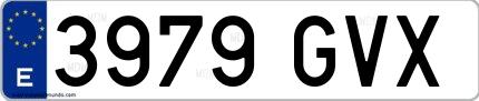 Ejemplo de matrícula española 3979 GVX