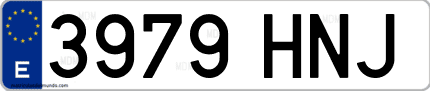 Ejemplo de matrícula de coche ordinaria 3979 HNJ