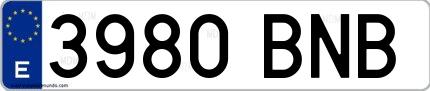 Ejemplo de matrícula española 3980 BNB