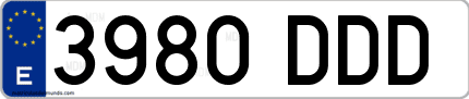 Ejemplo de matrícula de coche ordinaria 3980 DDD