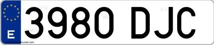 Ejemplo de matrícula española 3980 DJC