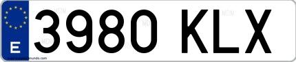 Ejemplo de matrícula española 3980 KLX
