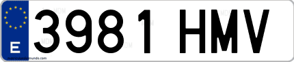 Ejemplo de matrícula de coche ordinaria 3981 HMV