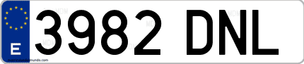 Ejemplo de matrícula de coche ordinaria 3982 DNL