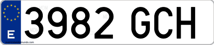 Ejemplo de matrícula de coche ordinaria 3982 GCH