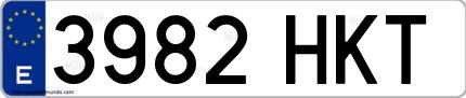Ejemplo de matrícula española 3982 HKT