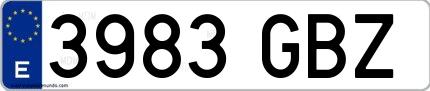 Ejemplo de matrícula española 3983 GBZ