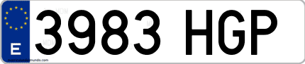Ejemplo de matrícula de coche ordinaria 3983 HGP