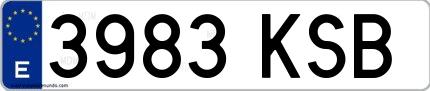 Ejemplo de matrícula española 3983 KSB