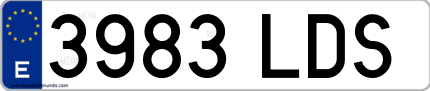 Ejemplo de matrícula de coche ordinaria 3983 LDS