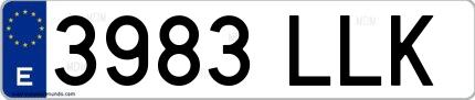 Ejemplo de matrícula española 3983 LLK