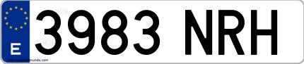 Ejemplo de matrícula española 3983 NRH