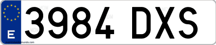 Ejemplo de matrícula de coche ordinaria 3984 DXS