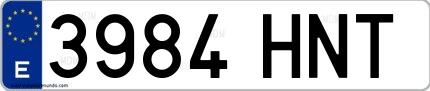 Ejemplo de matrícula española 3984 HNT