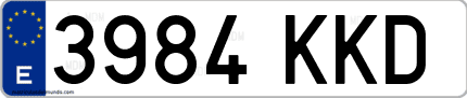 Ejemplo de matrícula de coche ordinaria 3984 KKD