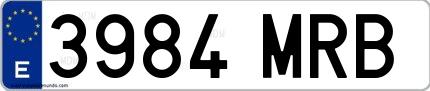 Ejemplo de matrícula española 3984 MRB