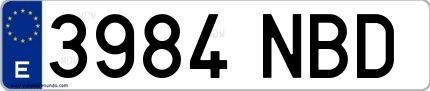 Ejemplo de matrícula española 3984 NBD