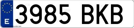 Ejemplo de matrícula española 3985 BKB