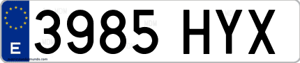 Ejemplo de matrícula de coche ordinaria 3985 HYX