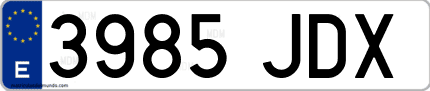 Ejemplo de matrícula de coche ordinaria 3985 JDX