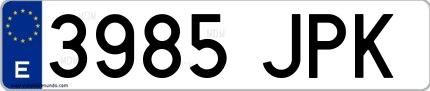 Ejemplo de matrícula española 3985 JPK