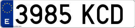 Ejemplo de matrícula de coche ordinaria 3985 KCD