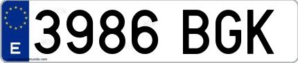 Ejemplo de matrícula española 3986 BGK