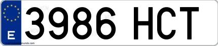 Ejemplo de matrícula española 3986 HCT