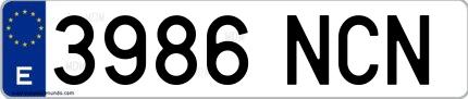 Ejemplo de matrícula española 3986 NCN
