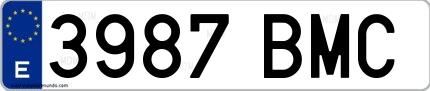 Ejemplo de matrícula española 3987 BMC