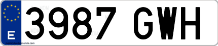 Ejemplo de matrícula de coche ordinaria 3987 GWH