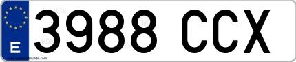 Ejemplo de matrícula española 3988 CCX
