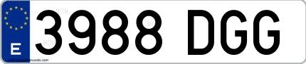 Ejemplo de matrícula española 3988 DGG