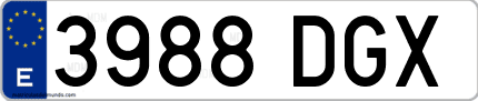 Ejemplo de matrícula de coche ordinaria 3988 DGX