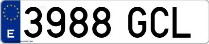 Ejemplo de matrícula española 3988 GCL