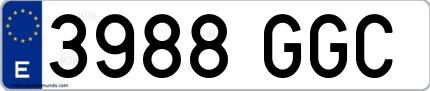 Ejemplo de matrícula española 3988 GGC