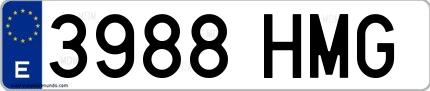 Ejemplo de matrícula española 3988 HMG