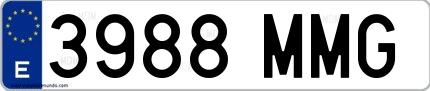Ejemplo de matrícula española 3988 MMG