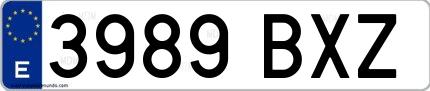 Ejemplo de matrícula española 3989 BXZ