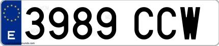 Ejemplo de matrícula española 3989 CCW