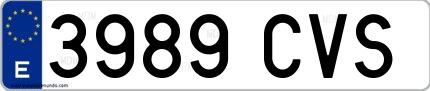 Ejemplo de matrícula española 3989 CVS