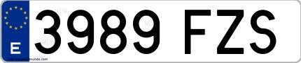 Ejemplo de matrícula española 3989 FZS