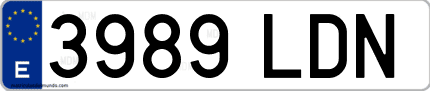 Ejemplo de matrícula de coche ordinaria 3989 LDN