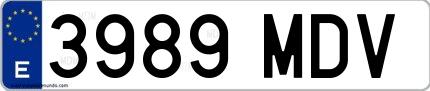 Ejemplo de matrícula española 3989 MDV