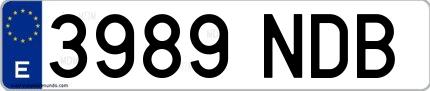 Ejemplo de matrícula española 3989 NDB