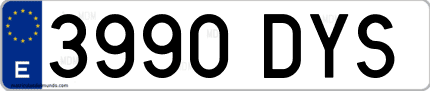 Ejemplo de matrícula de coche ordinaria 3990 DYS