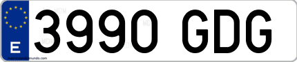 Ejemplo de matrícula de coche ordinaria 3990 GDG