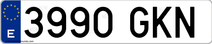 Ejemplo de matrícula de coche ordinaria 3990 GKN