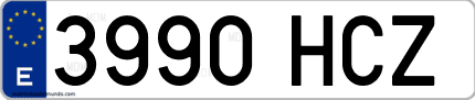 Ejemplo de matrícula de coche ordinaria 3990 HCZ